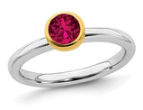 1/2 Carat (ctw) Lab-Created Ruby Ring in Sterling Silver With Gold Plating